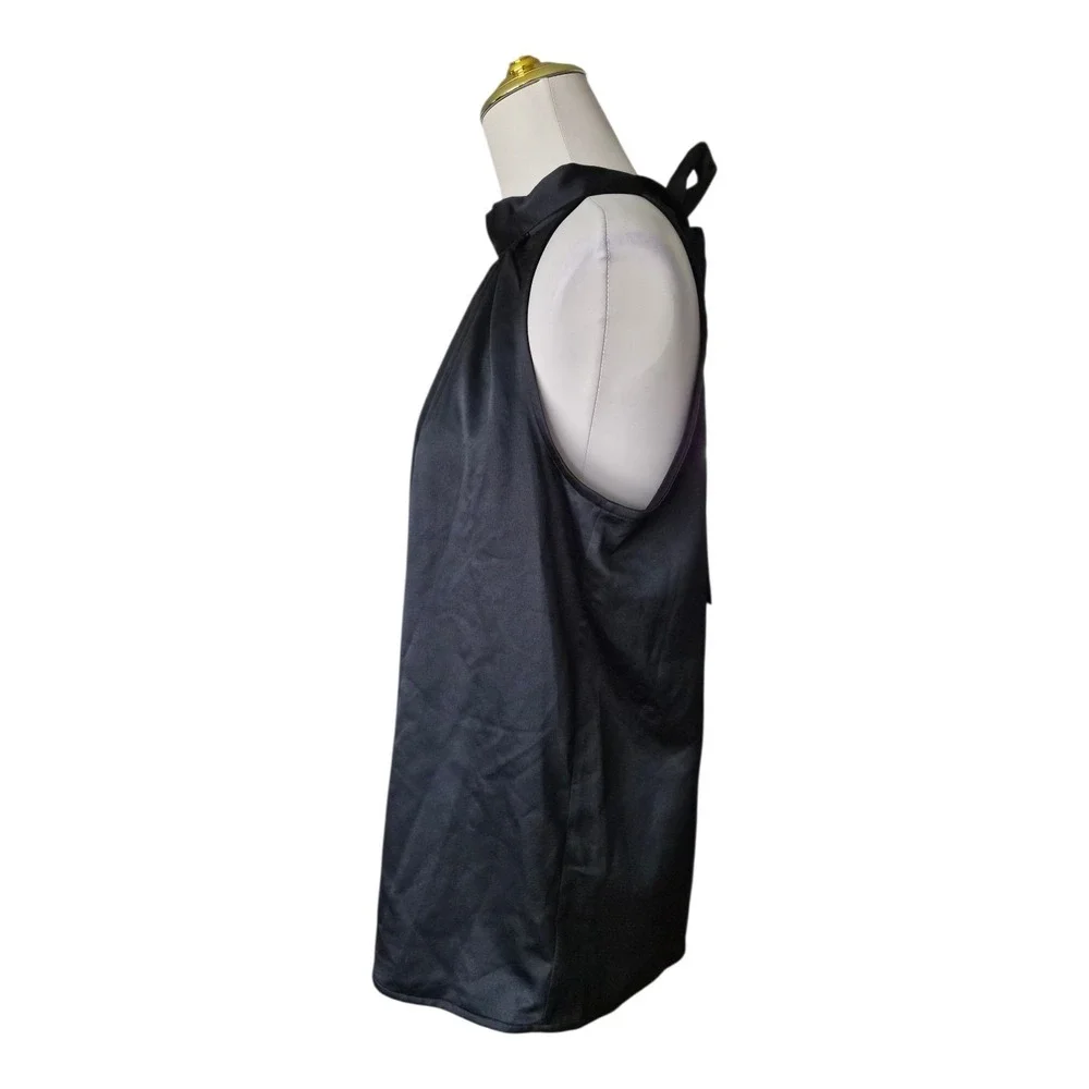 Grey Collective Black Satin Halter Top Blouse‎ Size M Tie Neck Sleeveless NWT